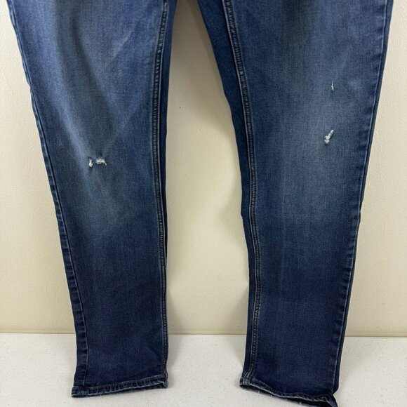 Old Navy Men's Slim Built In Flex Jeans Medium Blue Wash Size 34 X 34 Distressed - Picture 4 of 13